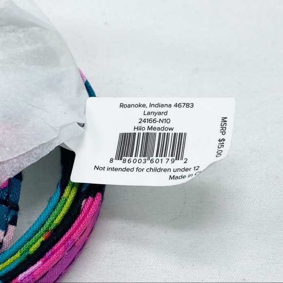 Vera Bradley Hilo Meadow Lanyard Black Pink Floral NEW - Picture 3 of 4